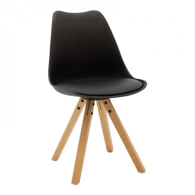 Dining table Quana-Caron set of 5 pakoworld glass and pp in black-natural shade 120x70x75cm