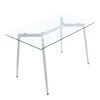 Quana-Ezra dining table pakoworld set of 5 pieces glass 8mm transparent - white leg 120x70x75cm