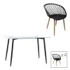 Quana-Ezra dining table pakoworld set of 5 pieces glass 8mm transparent - black leg 120x70x75cm