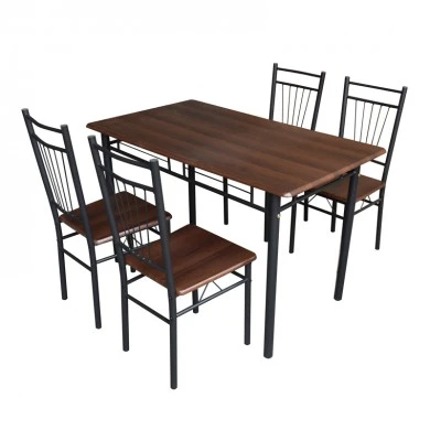 Dining set Roza I pakoworld 5pcs in coffee with black metal legs 110x68x75cm