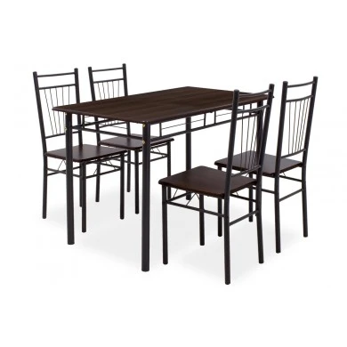 Dining set Roza pakoworld 5pcs color dark walnut - legs black matte 120x70x75cm