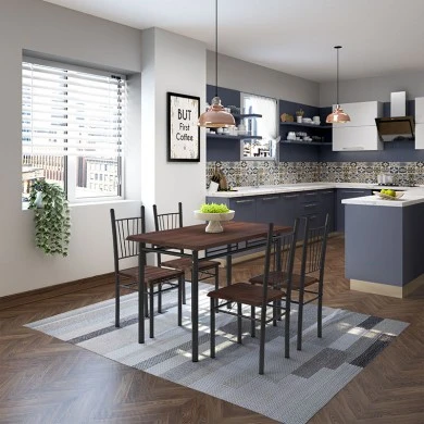 Dining set Roza pakoworld 5pcs color dark walnut - legs black matte 120x70x75cm