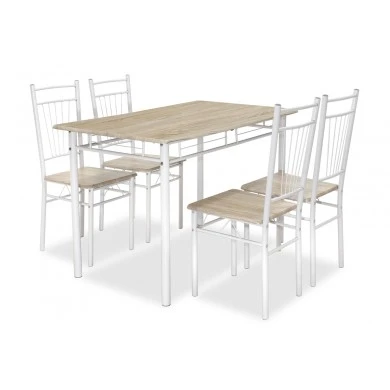 Dining set Roza pakoworld 5pcs color sonoma - legs white gloss 120x70x75cm