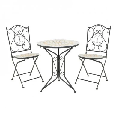 Sellis pakoworld dining set 3pcs mosaic-metal black