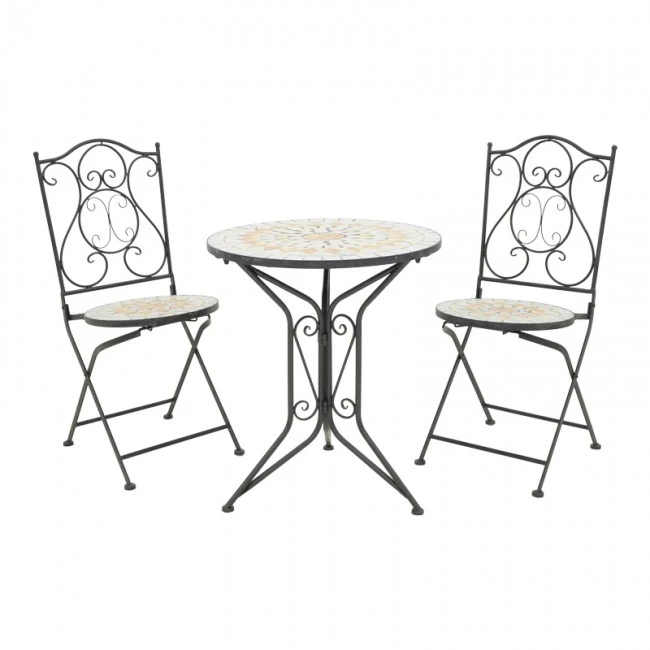 Sellis pakoworld dining set 3pcs mosaic-metal black