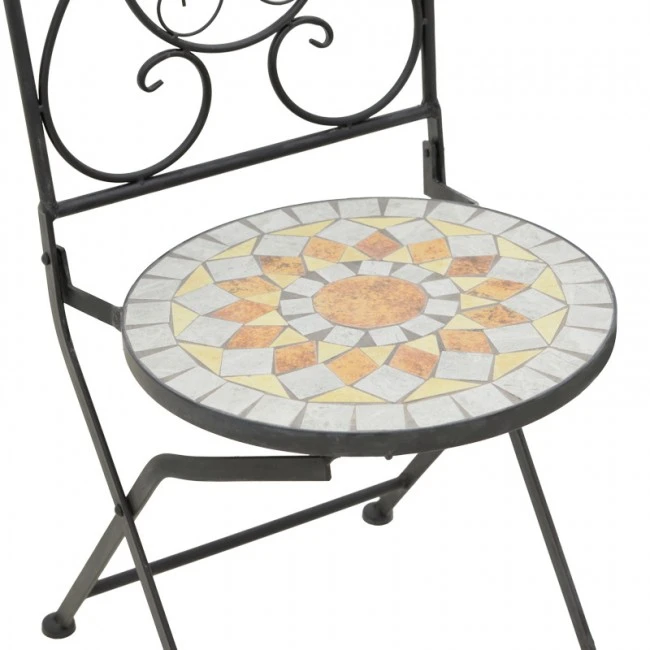 Sellis pakoworld dining set 3pcs mosaic-metal black