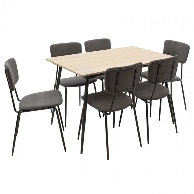 Dining table Shazam-Tania pakoworld 7pcs polymorphic-opening MDF sonoma-dark grey 120-160x80x76cm