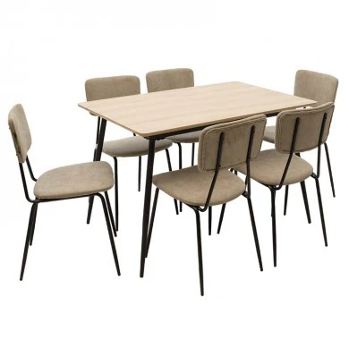 Dining table Shazam-Tania pakoworld 7pcs polymorphic-opening MDF sonoma-beige 120-160x80x76cm
