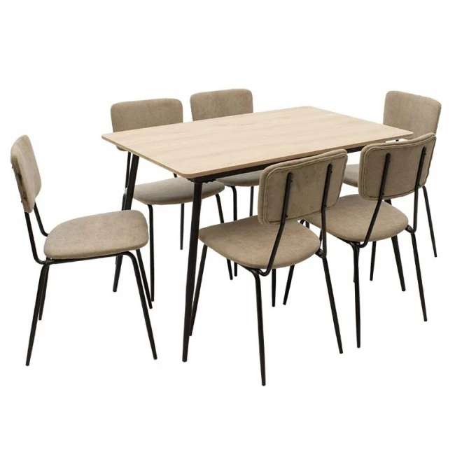 Dining table Shazam-Tania pakoworld 7pcs polymorphic-opening MDF sonoma-beige 120-160x80x76cm