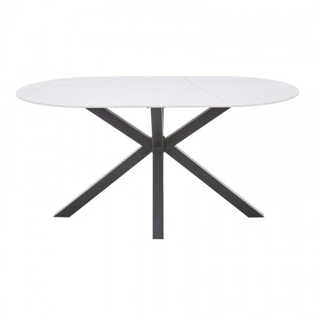 Vivian-Makrey pakoworld dining table 5 pcs beige velvet - white marble 160x90x75cm