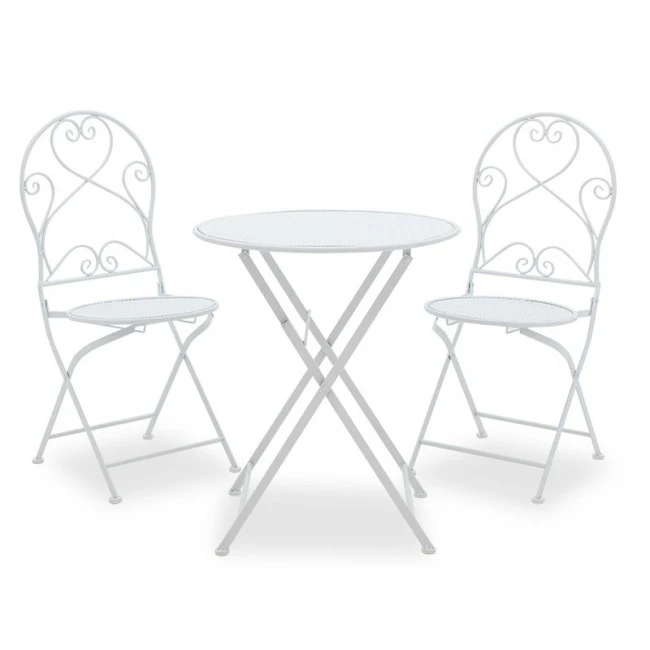 Garden dining set 3pcs Walen pakoworld white metal
