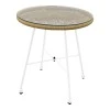 Acapulco table pakoworld white metal - pe rattan in natural shade D50x50cm