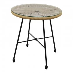 Acapulco pakoworld table black metal - pe rattan in natural shade D50x50cm Acapulco pakoworld table black metal - pe rattan in natural shade D50x50cm