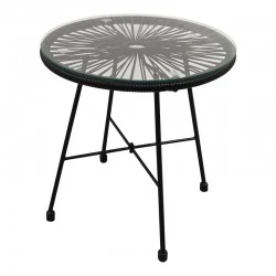 Acapulco table pakoworld black metal - pe rattan in black shade D50x50cm