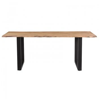 Slim pakoworld table solid acacia wood walnut-leg black 200x100x75.6cm