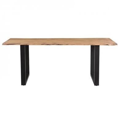 Slim pakoworld table solid acacia wood walnut-leg black 200x100x75.6cm