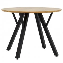 Dining table Annie pakoworld MDF in sonoma-black color D100x75cm Dining table Annie pakoworld MDF in sonoma-black color D100x75cm