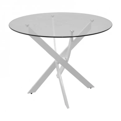Antoro pakoworld table glass and metal legs in white shade D100x75cm