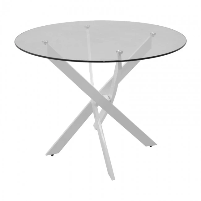 Antoro pakoworld table glass and metal legs in white shade D100x75cm