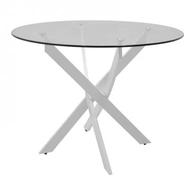 Antoro pakoworld table glass and metal legs in white shade D100x75cm