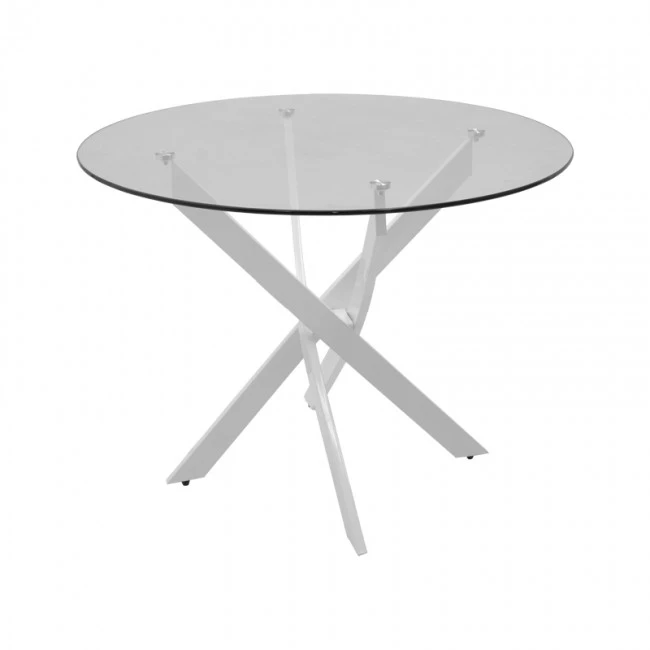 Antoro pakoworld table glass and metal legs in white shade D80x75cm