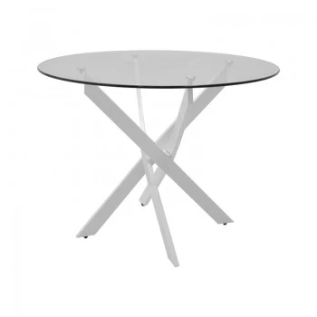 Antoro pakoworld table glass and metal legs in white shade D80x75cm