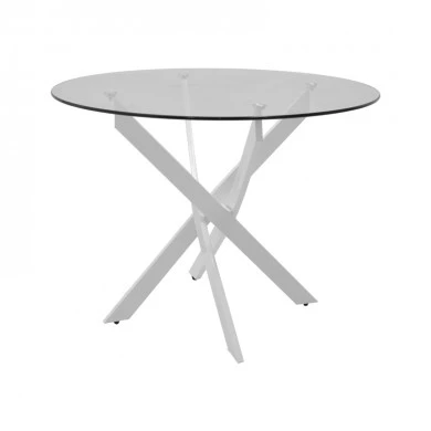 Antoro pakoworld table glass and metal legs in white shade D80x75cm