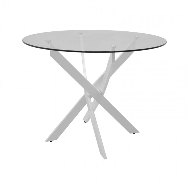 Antoro pakoworld table glass and metal legs in white shade D80x75cm