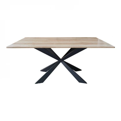 Aragne table pakoworld sonoma mdf with black metal legs 160x90x75cm