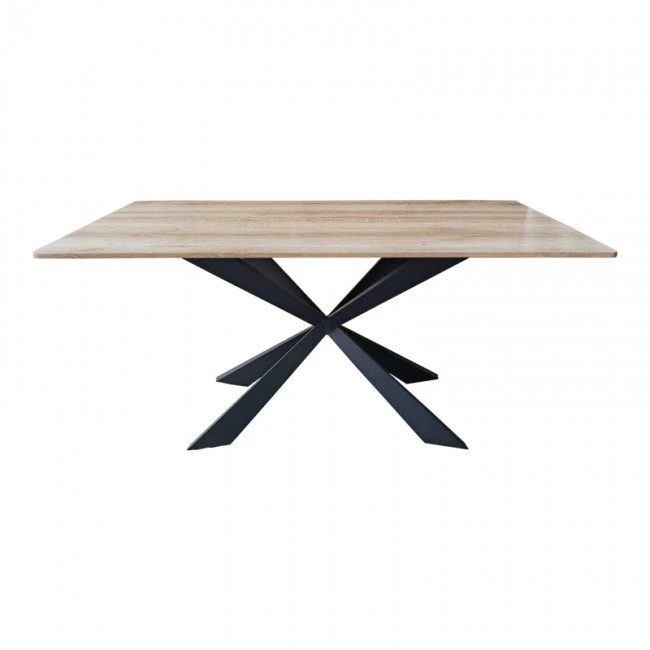 Aragne table pakoworld sonoma mdf with black metal legs 160x90x75cm