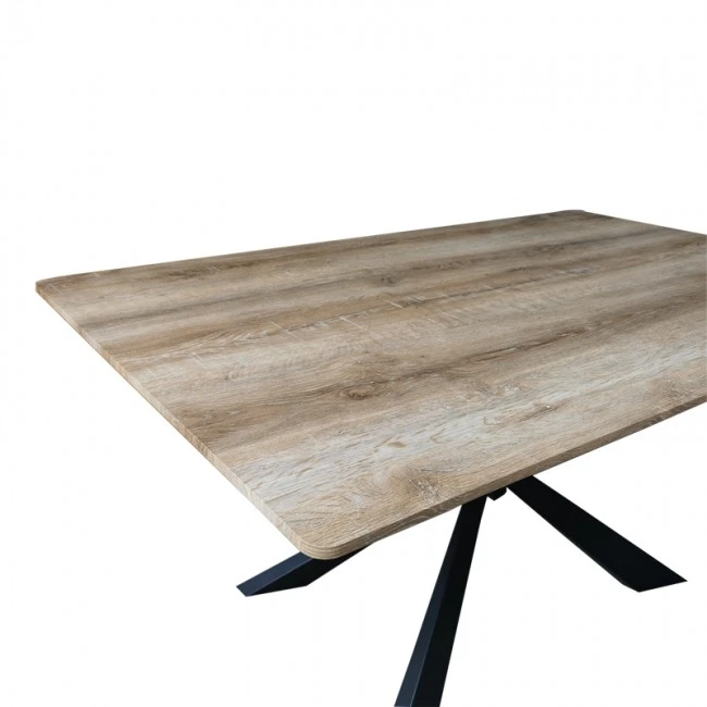 Aragne table pakoworld sonoma mdf with black metal legs 160x90x75cm