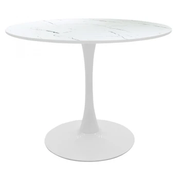 Τραπέζι Balou I pakoworld MDF λευκό μαρμάρου Φ120x75εκ