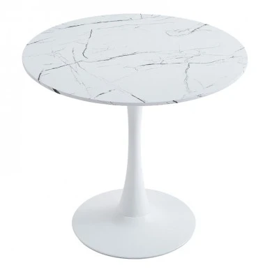 Dining table Balou II pakoworld MDF in marble white color D80x75cm