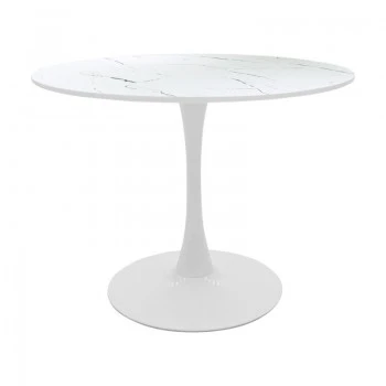 Balou pakoworld table mdf in white with marble look D100x73cm