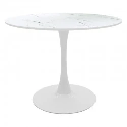 Tραπέζι Balou pakoworld mdf σε λευκή απόχρωση με όψη μαρμάρου Φ120x73εκ Tραπέζι Balou pakoworld mdf σε λευκή απόχρωση με όψη μαρμάρου Φ120x73εκ