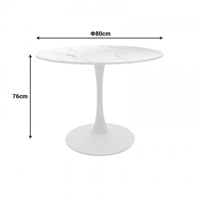 Balou pakoworld table mdf in white with marble look D80x73cm