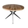 Round table Bocco pakoworld natural mango wood 3cm with black metal legs D120x77cm