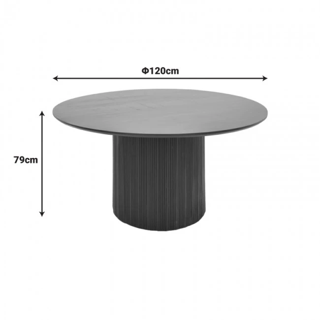 Canicule table pakoworld solid acacia wood in black shade D120x79cm