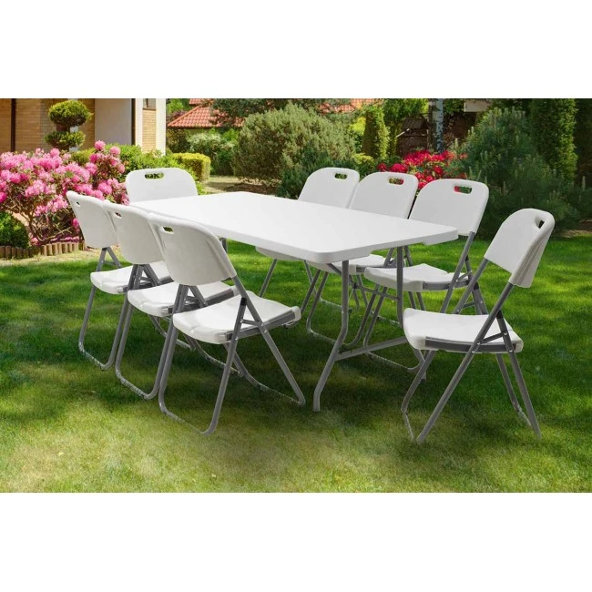 Commercial folding camping table Rodeo pakoworld metal frame colour white 152x60x74cm