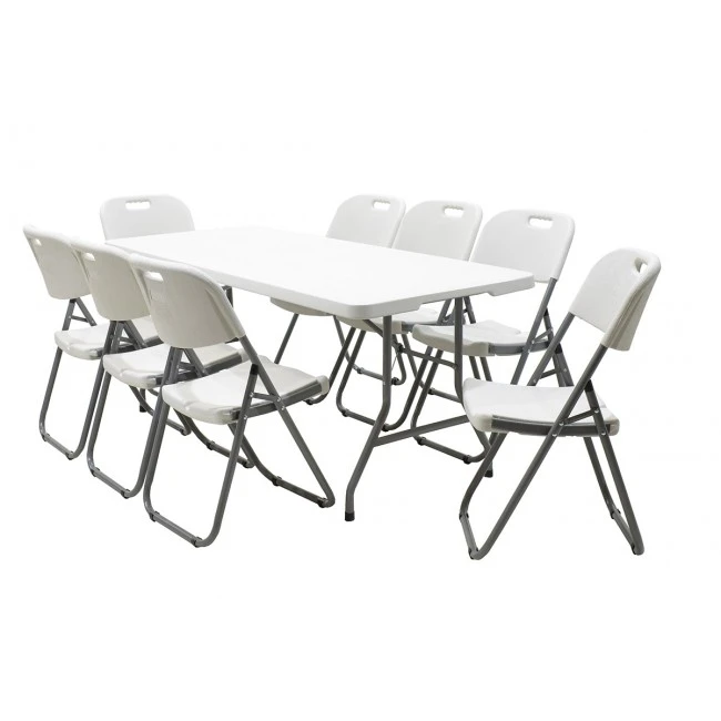 Commercial folding camping table Rodeo pakoworld metal frame colour white 152x60x74cm