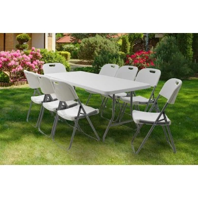 Folding catering-conference table Aprilia pakoworld in colour white granite 183x76x74cm