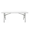 Commercial folding camping table Aprilia pakoworld in colour white granite 183x76x74cm