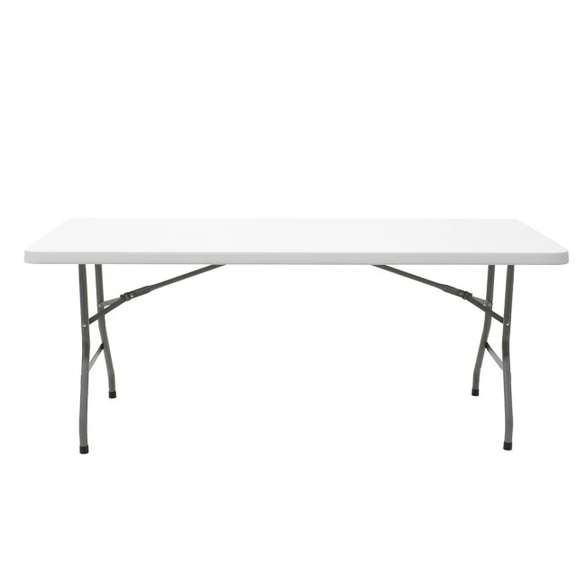 Commercial folding camping table Aprilia pakoworld in colour white granite 183x76x74cm