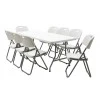 Commercial folding camping table Aprilia pakoworld in colour white granite 183x76x74cm