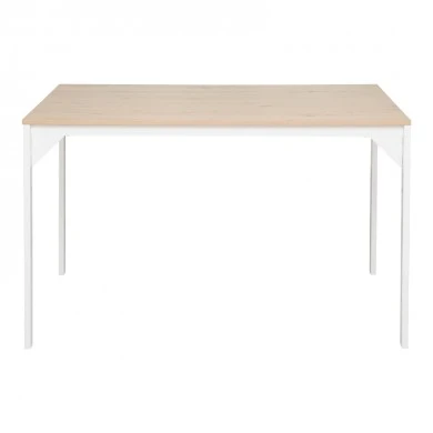 Chan pakoworld melamine table in oak shade with white metal leg 120x75x75cm