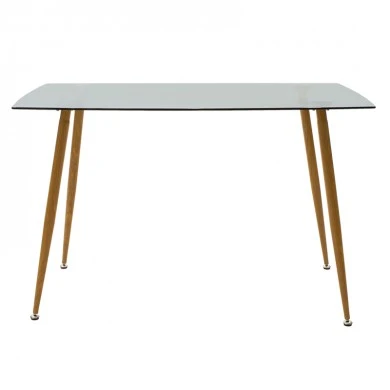 Dining table Chloe pakoworld glass dark grey - natural legs 120x70x75cm