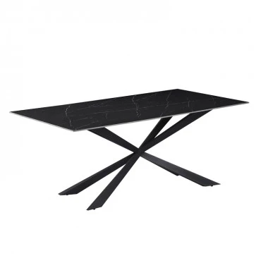 Cozline Inart table black marble sintered stone-leg black metal 180x90x76cm