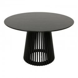 Dining table Domonic pakoworld mdf in black color D120x75cm Dining table Domonic pakoworld mdf in black color D120x75cm
