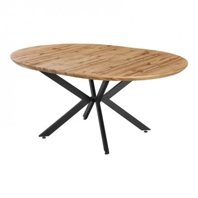 Edina pakoworld mdf extendable table in sonoma color with black metal legs 130-170x130x75cm