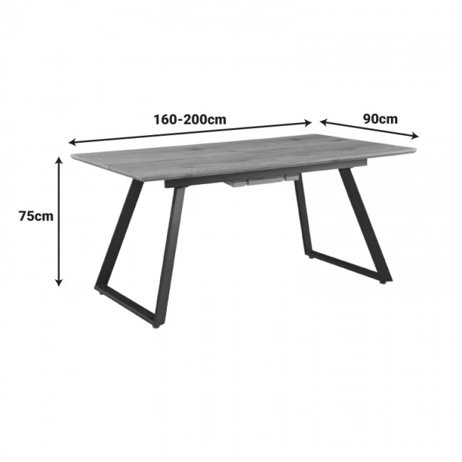 Extendable table Kannu pakoworld in natural shade with black metal legs 160-200x90x75cm